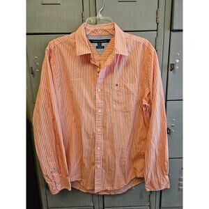 Tommy hilfiger custom fit men's button down long sleeve shirt - size large